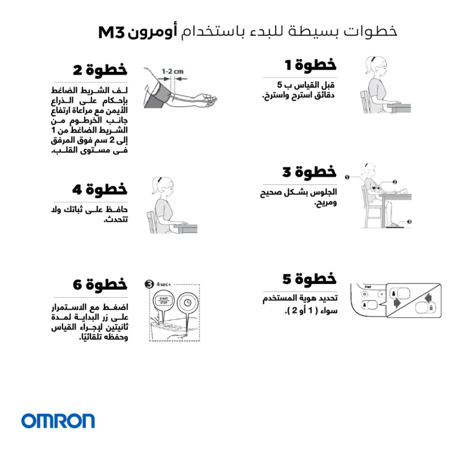أومرون M3 جهاز قياس ضغط الدم مناسبة لجميع مقاسات ذراع المرضى