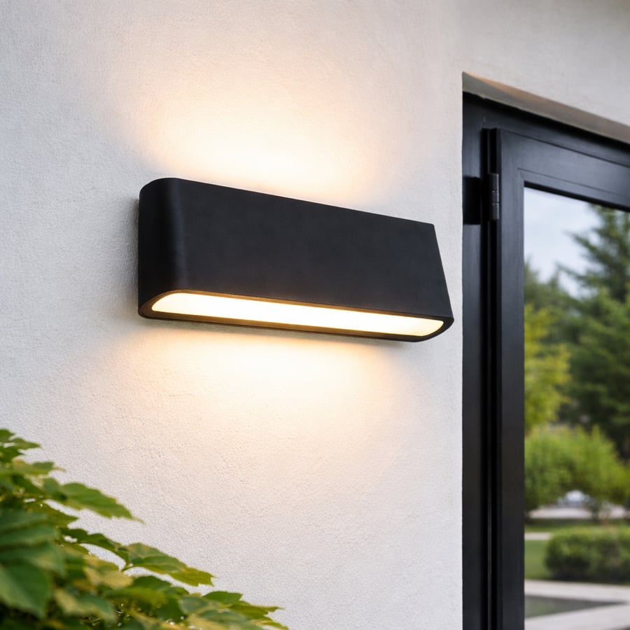 Wall-mounted outdoor rectangular lamp with dual-direction LED lighting
