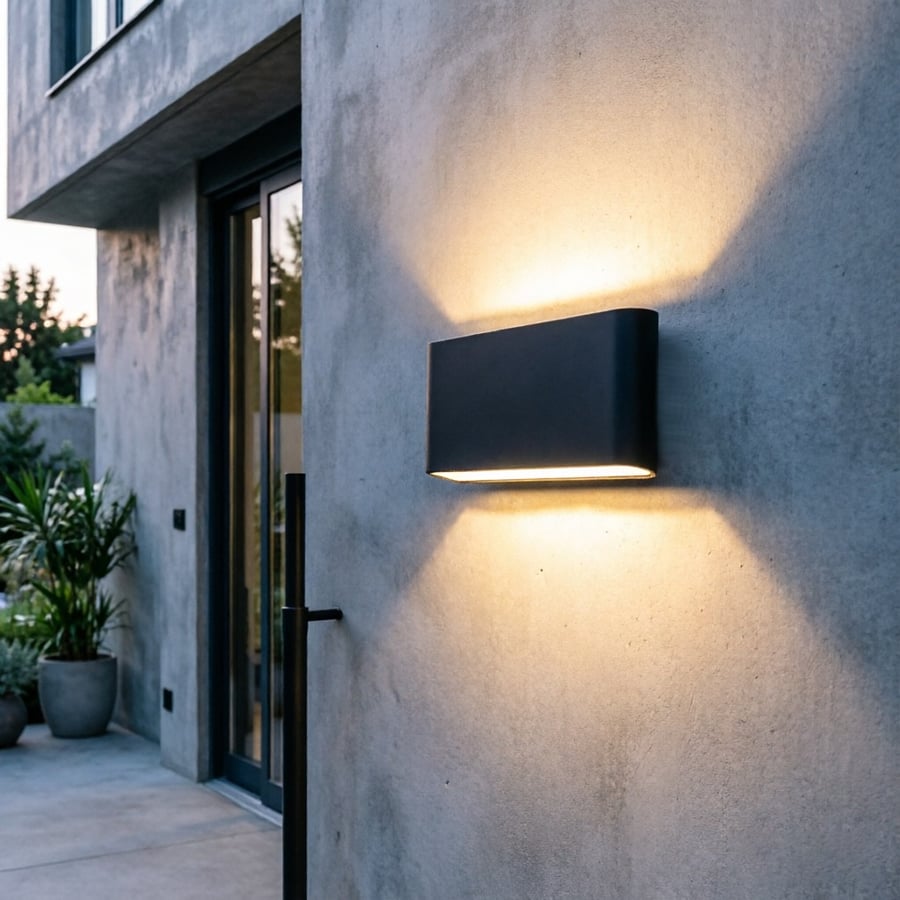 Wall-mounted outdoor rectangular lamp with dual-direction LED lighting