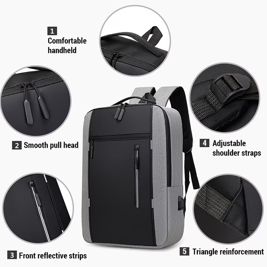 Smart Backpack with USB Charging Port, 15.6 Inch Anti-Theft Laptop Backpack for Men & Women – Ergonomic Travel Work Bag with Padded Sleeve