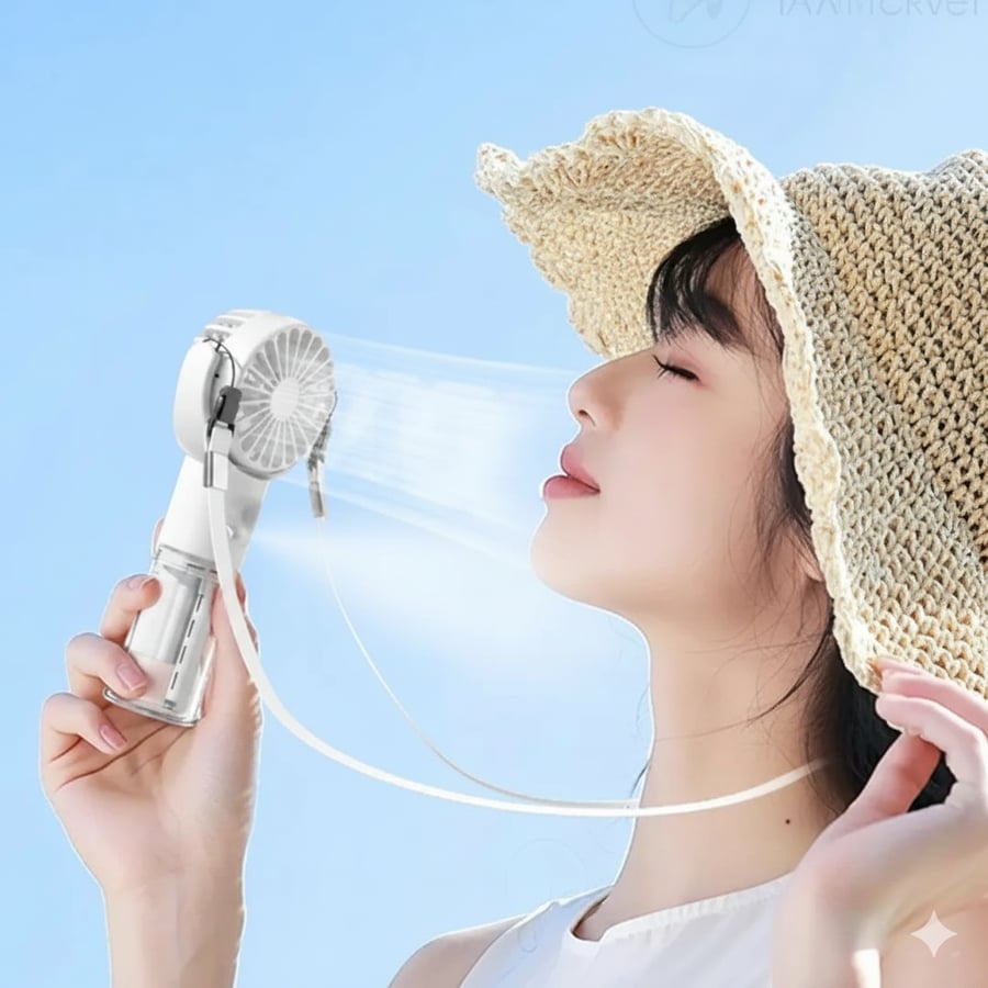 مروحة رذاذ يدوية صغيرة | مبرد شخصي ورذاذ 2 في 1 | قابلة لإعادة الشحن عبر منفذ USB-C، 4 سرعات للرياح، هادئة للغاية | مروحة جيب محمولة مع خزان مياه قابل لإعادة التعبئة للسفر والمكتب والأنشطة الخارجية والتبريد المناسب للمكياج