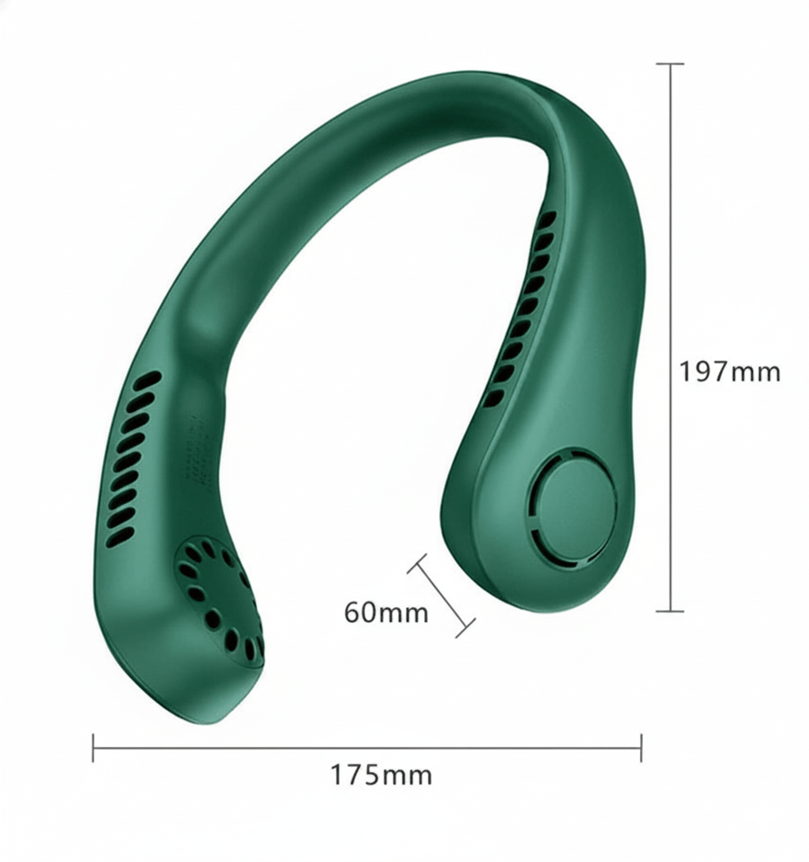 Wearable Neck Fan – 100% Bladeless, Ultra-Silent ≤25dB, 8-Hour Battery, 3 Speeds, 175g Lightweight, USB-C Fast Charge – Hands-Free Personal Cooling