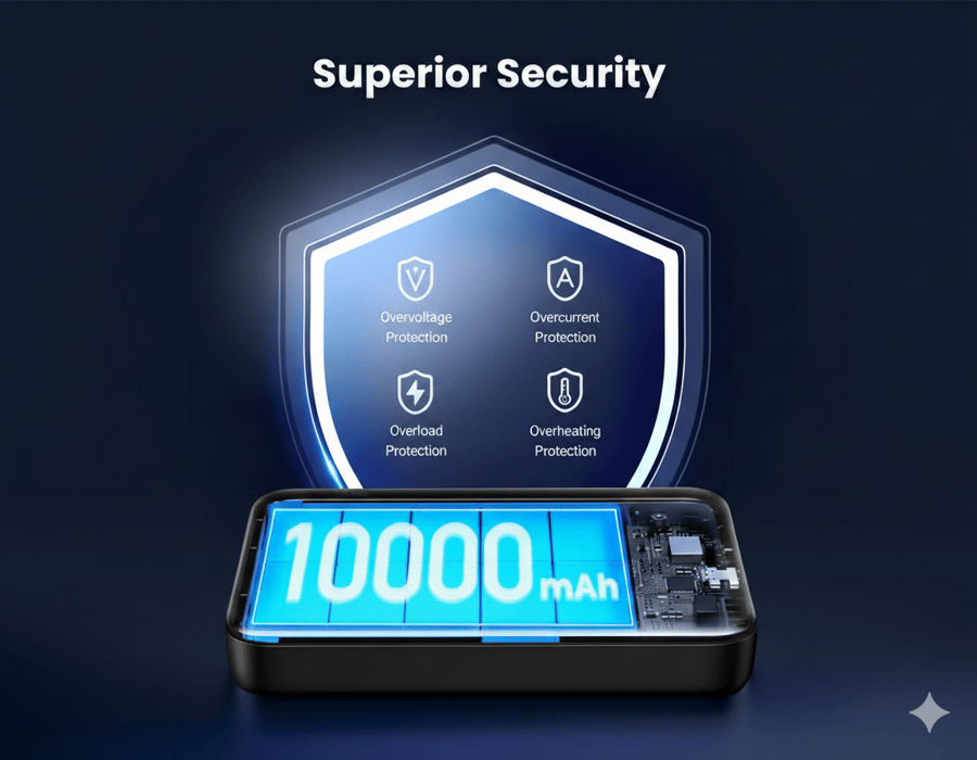 شاحن متنقل فائق النحافة بشاشة رقمية - توست 22.5 بايت | طاقة كبيرة في هيكل صغير وخفيف الوزن 10000 مللي أمبير