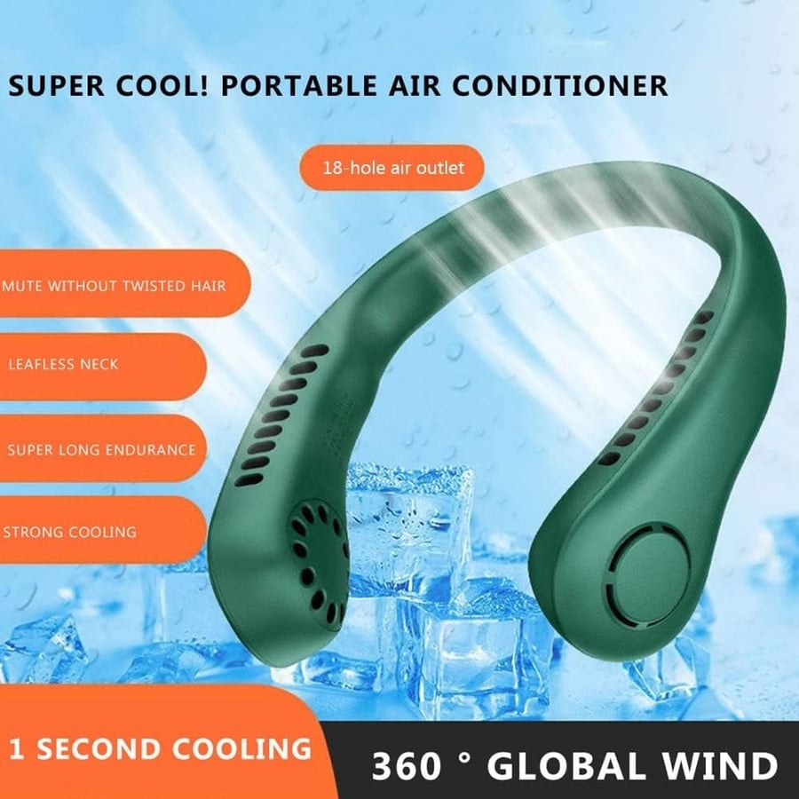 Wearable Neck Fan – 100% Bladeless, Ultra-Silent ≤25dB, 8-Hour Battery, 3 Speeds, 175g Lightweight, USB-C Fast Charge – Hands-Free Personal Cooling