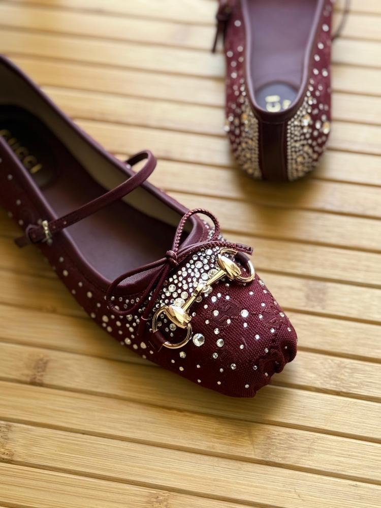 Gucci Crystal Mary Jane Ballerina Flats
