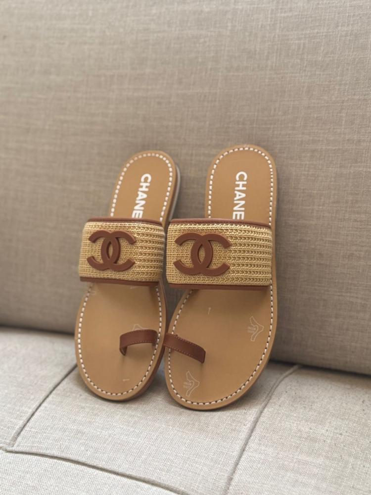 Chanel CC Toe Ring Slide Sandals