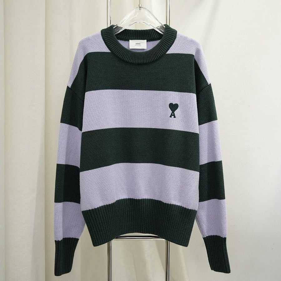 Ami Paris Striped Knit Sweater
