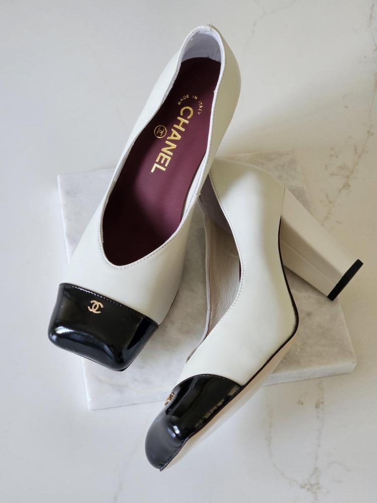 Chanel Cap Toe Block Heel Pumps