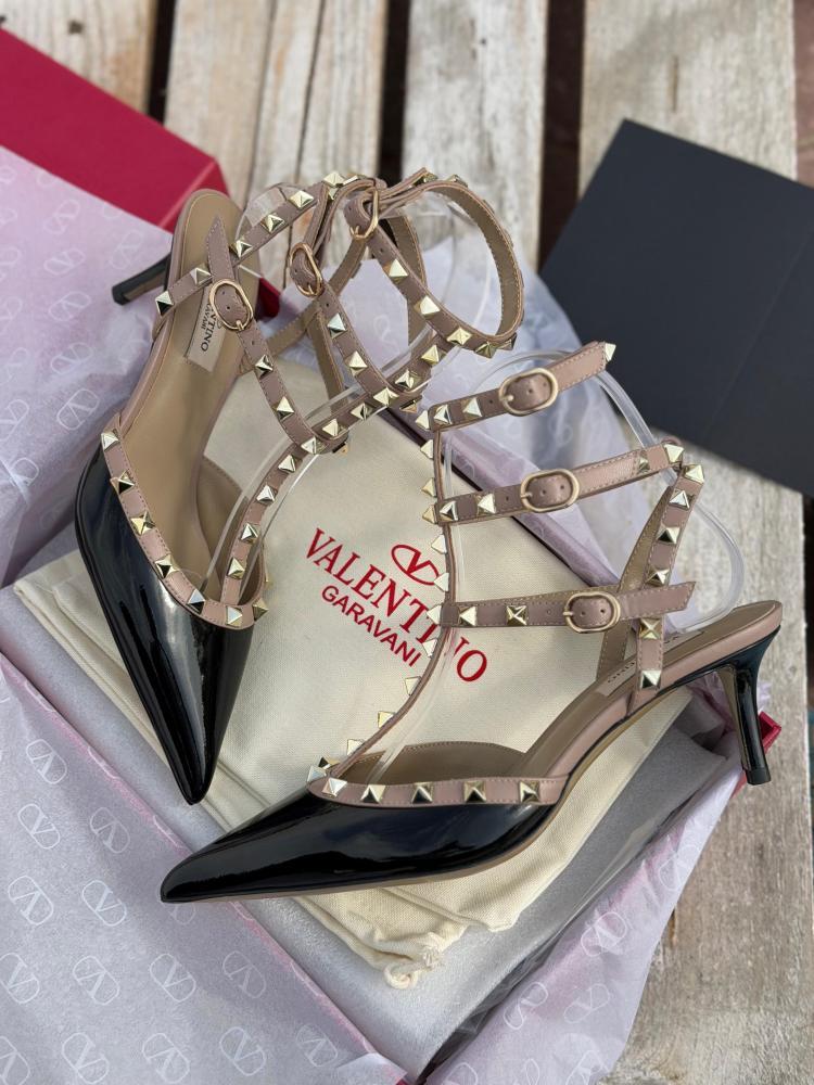 Valentino Rockstud T-Strap Patent Heels