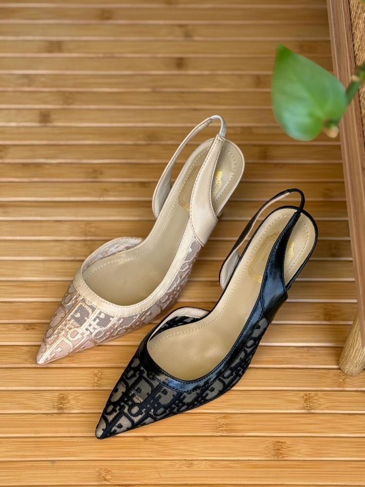 Dior Slingback Mesh Logo Heels