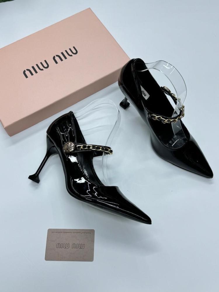 Miu Miu Chain Strap Patent Heels