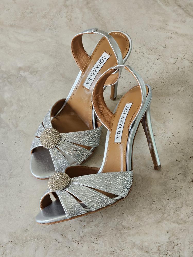 Aquazzura Crystal Knot Sandal Heels