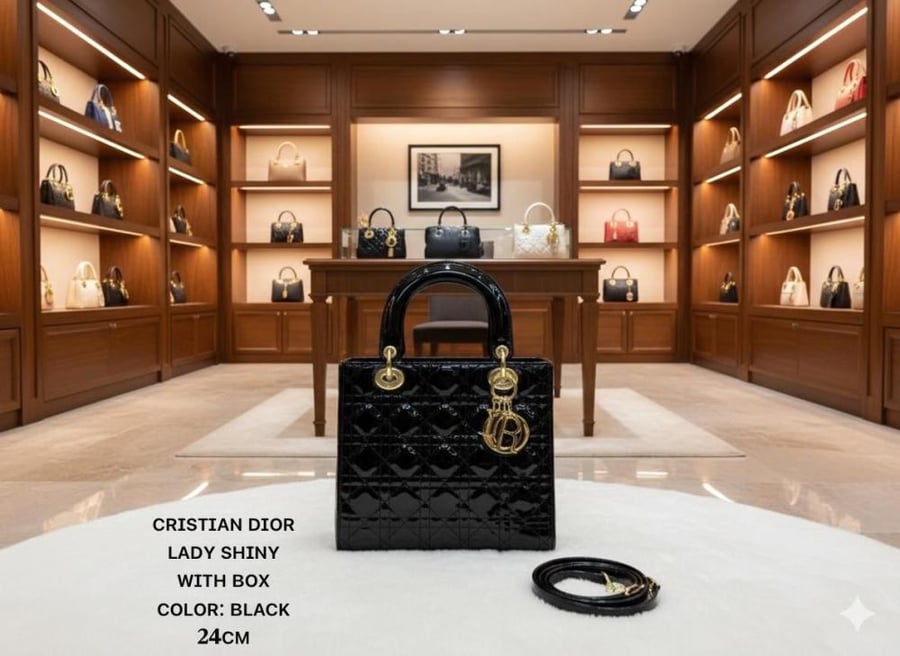 Dior Lady Shiny 24 Top Handle Bag