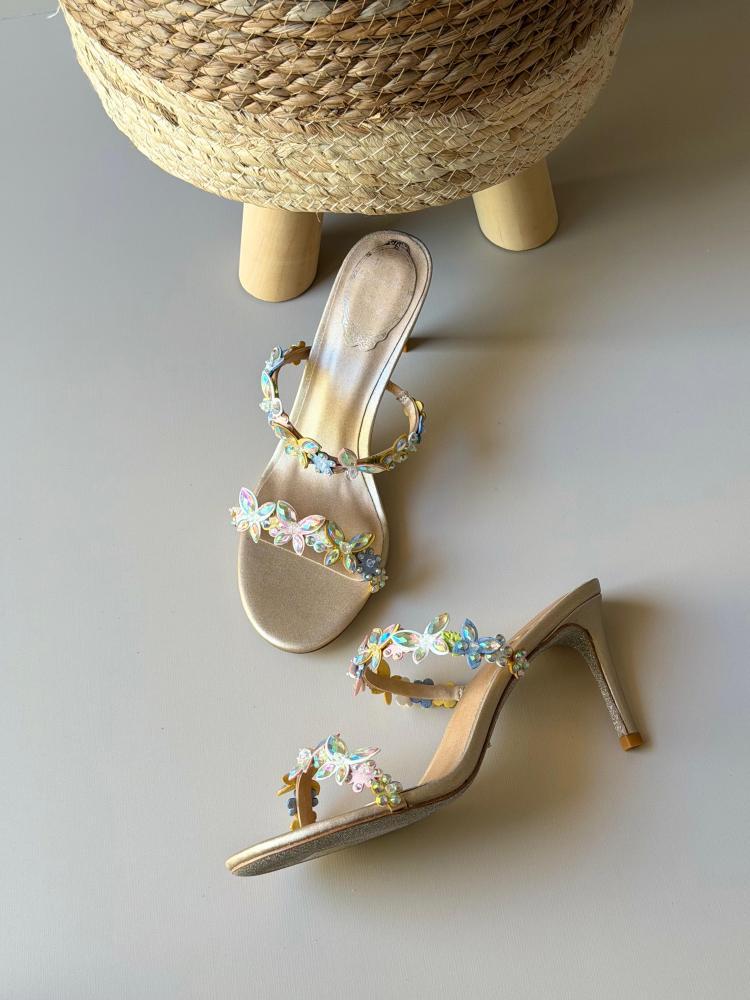 Rene Caovilla Crystal Butterfly Strap Heels