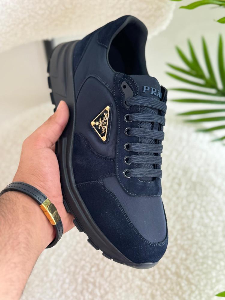 Prada Suede & Nylon Logo Sneakers
