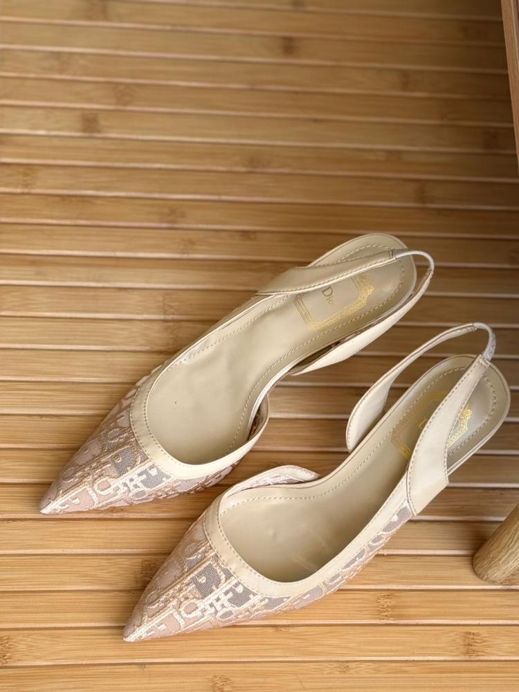 Dior Slingback Mesh Logo Heels