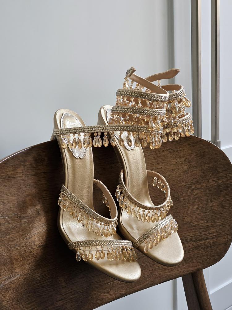 Rene Caovilla Crystal Embellished Spiral Sandals