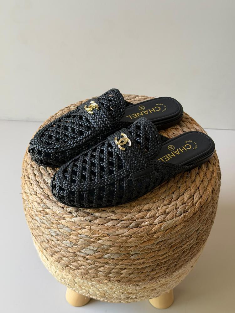 Chanel Woven Mule Loafers