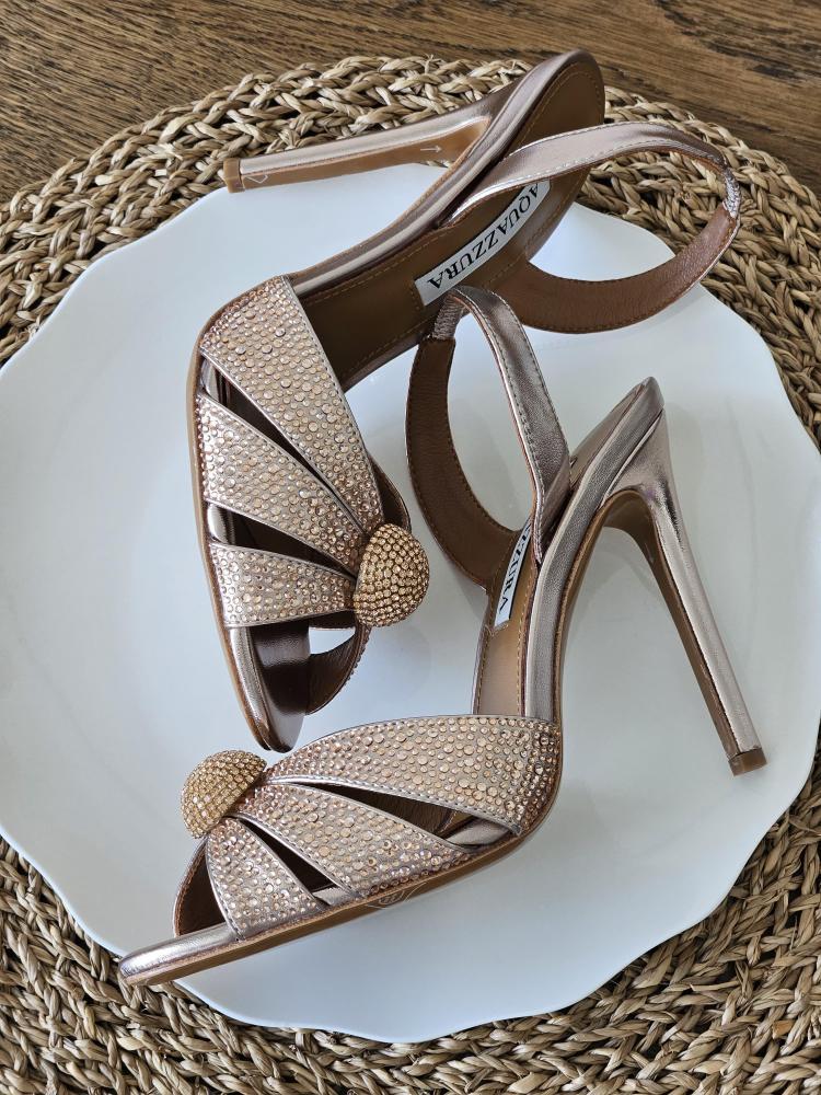 Aquazzura Crystal Knot Sandal Heels