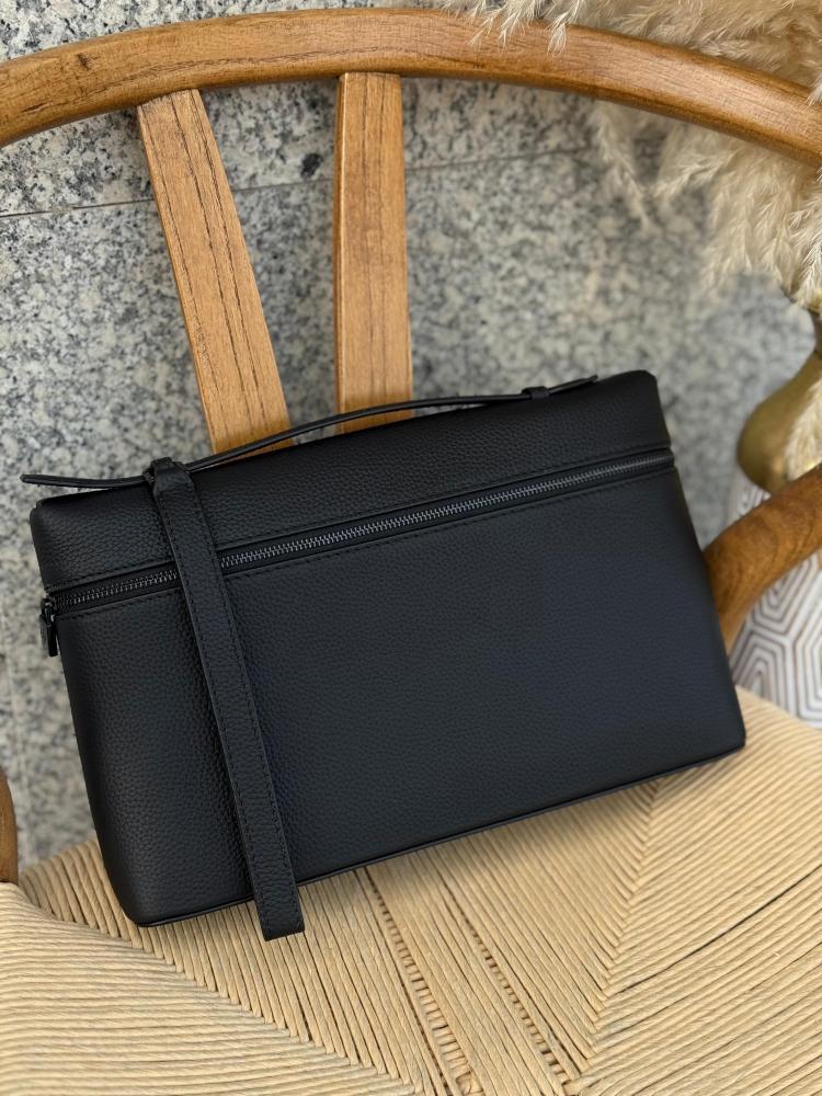 Loro Piana Leather Zip Clutch 29cm