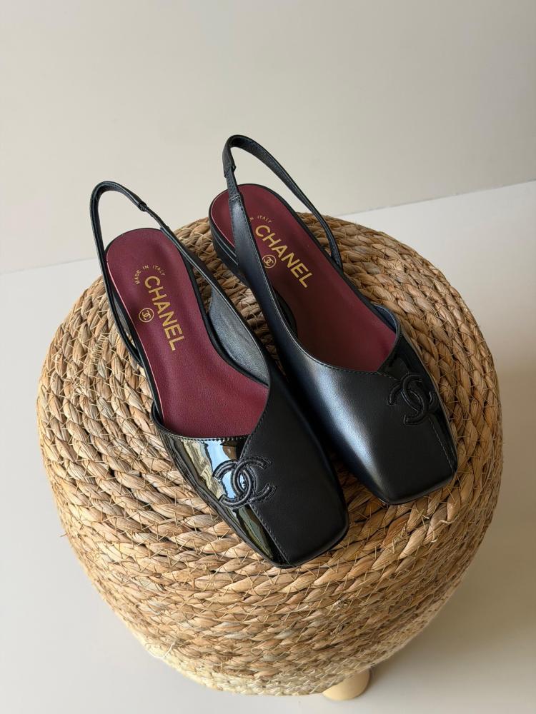 Chanel Slingback Leather Flats