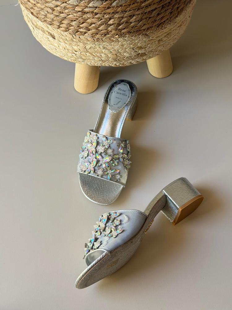 Rene Caovilla Crystal Butterfly Mule Heels