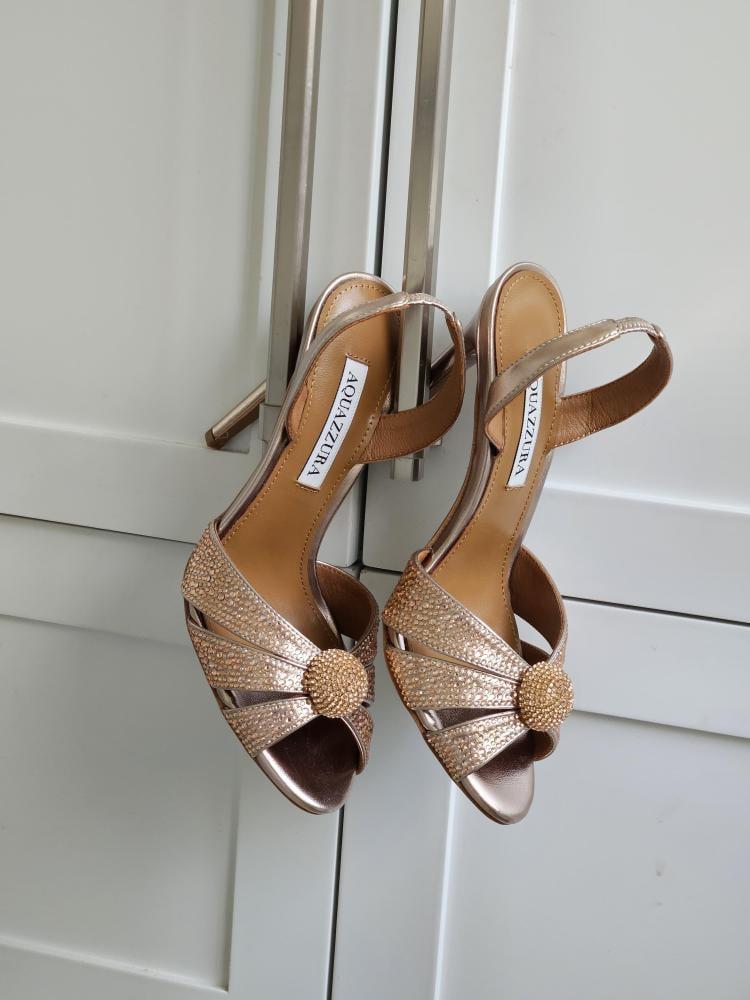 Aquazzura Crystal Knot Sandal Heels