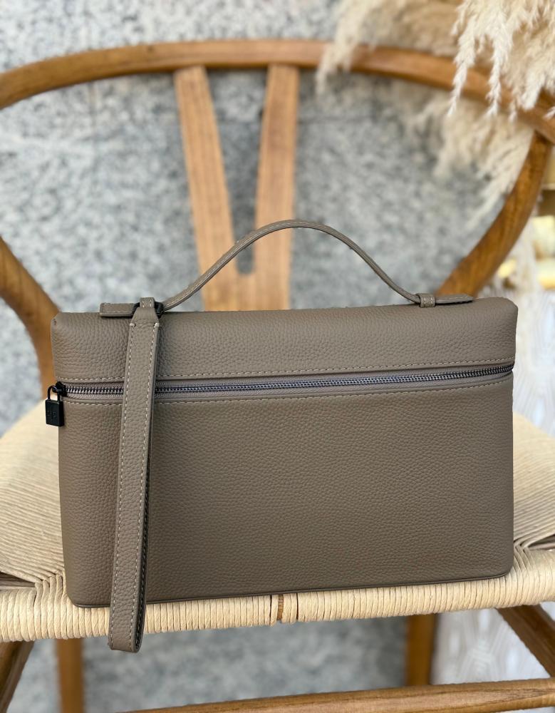 Loro Piana Leather Zip Clutch 29cm