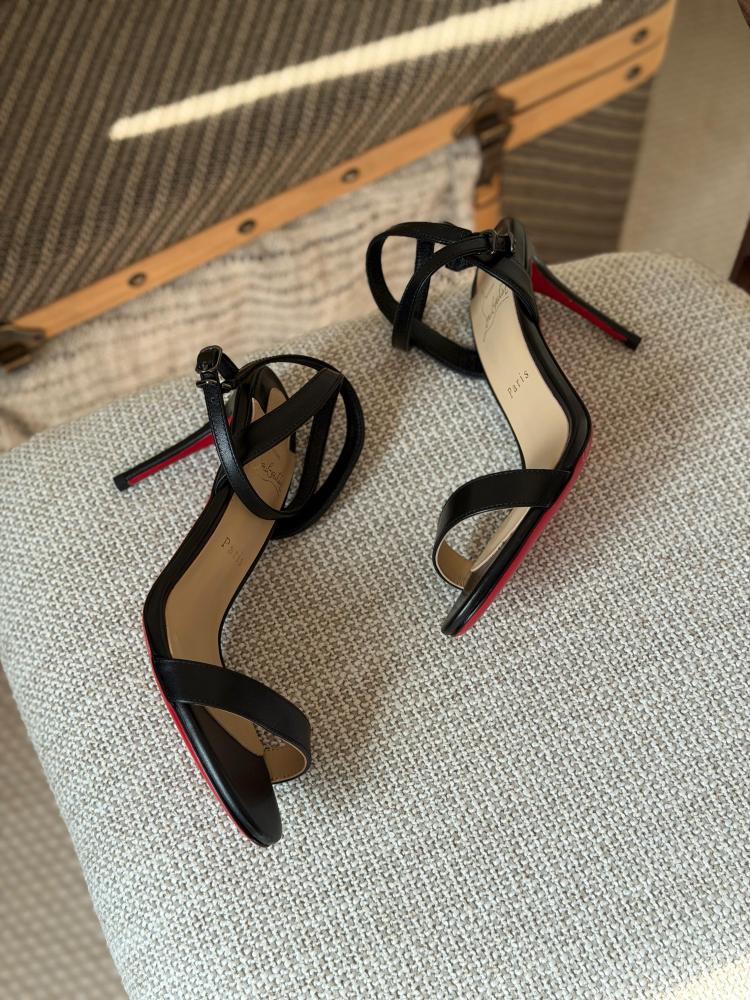 Christian Louboutin Black Ankle Strap Heeled Sandals