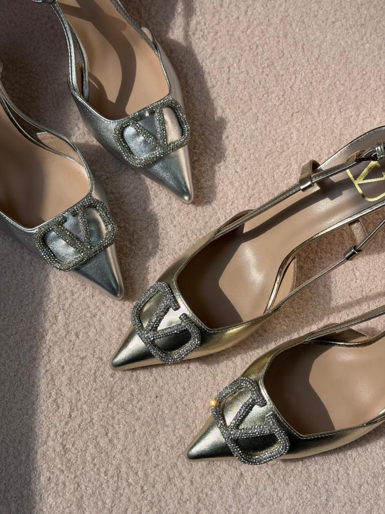 Valentino VLogo Crystal Slingback Heels