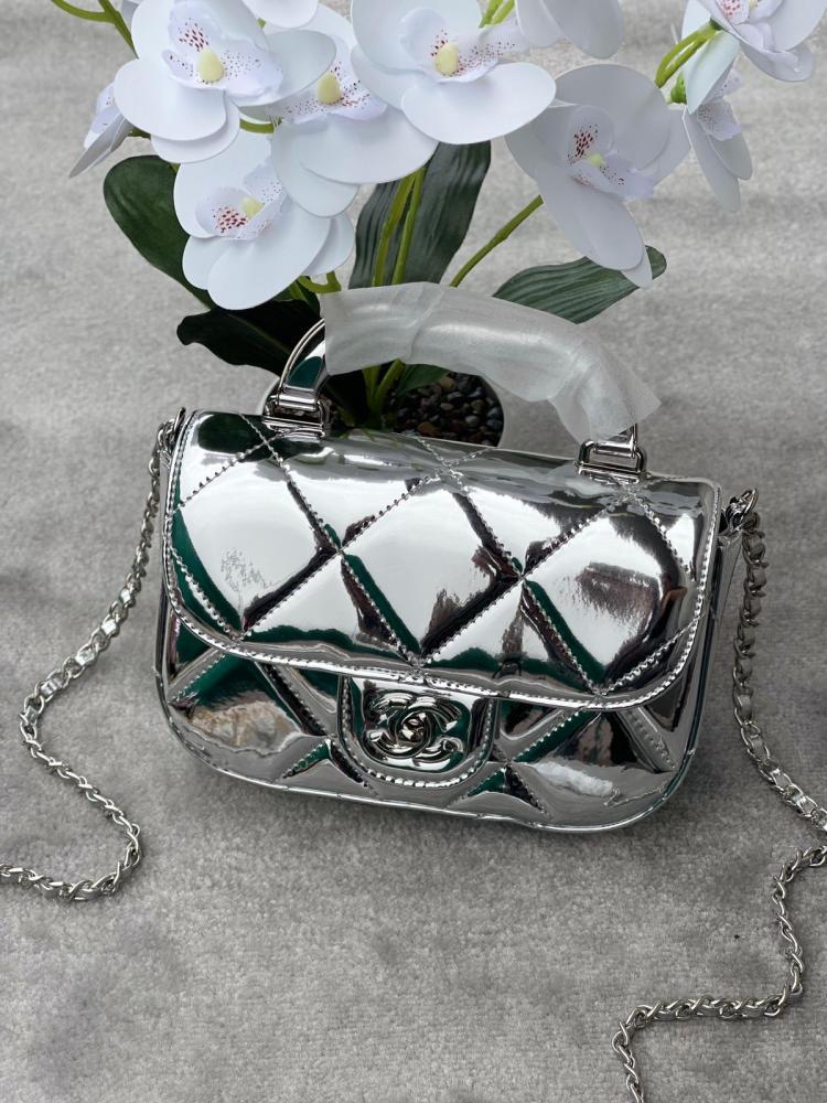 Chanel Mini Top Handle Flap Bag Patent Leather