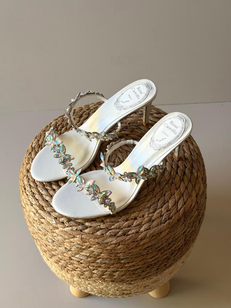 Rene Caovilla Crystal Butterfly Strap Heels
