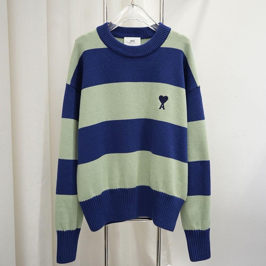 Ami Paris Striped Knit Sweater
