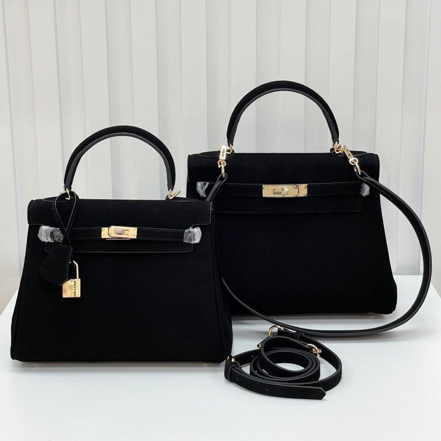 HERMES Kelly Suede Bag