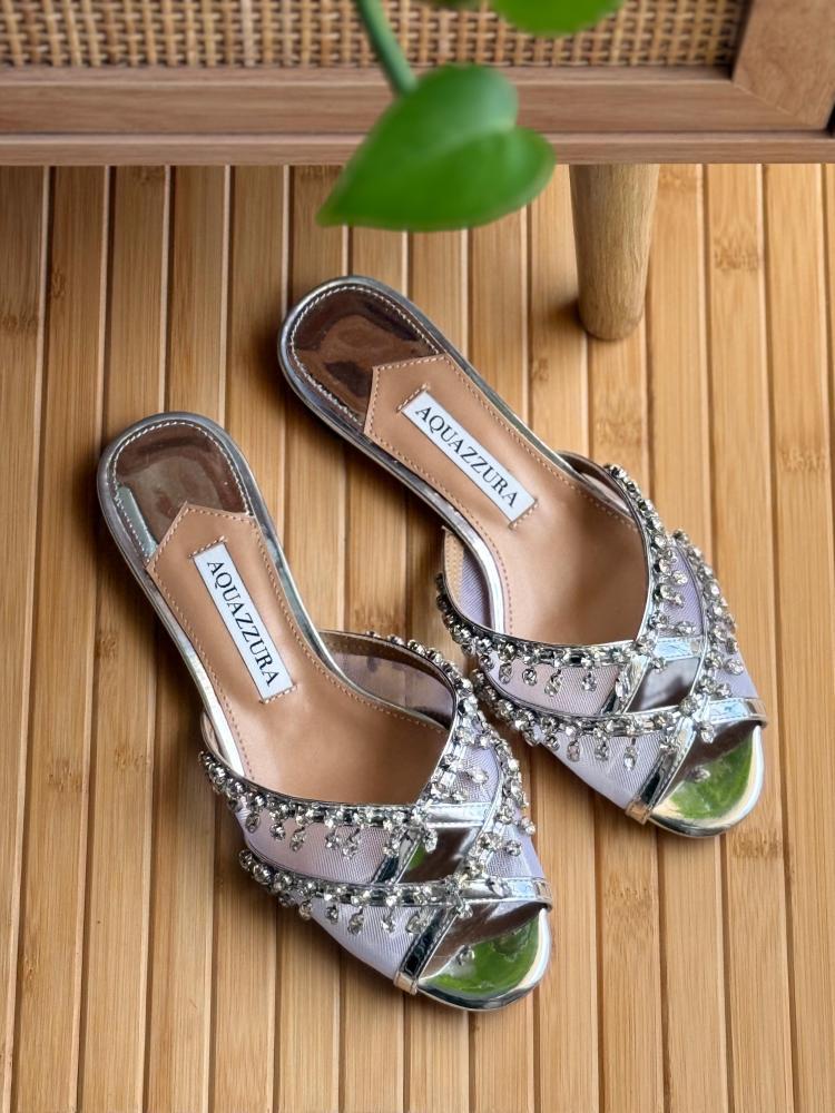 Aquazzura Crystal Embellished Slide Sandals – 5 Colors