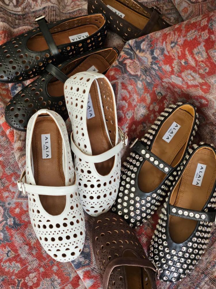 Alaïa Laser Cut Mary Jane Flats
