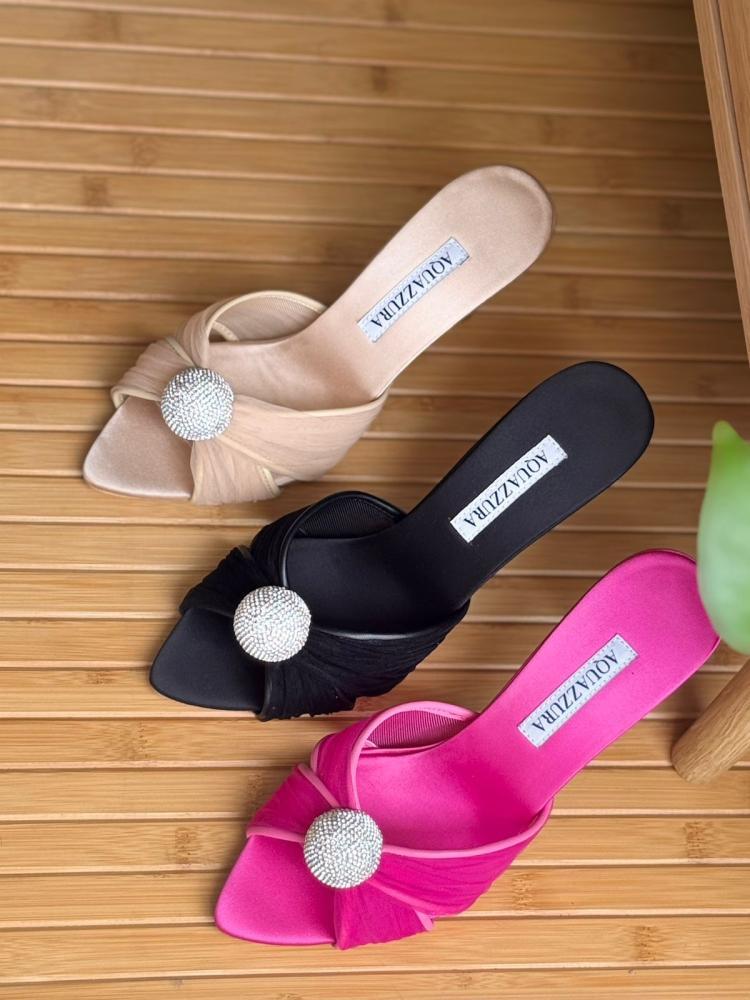 Aquazzura Crystal Knot Mule Heels