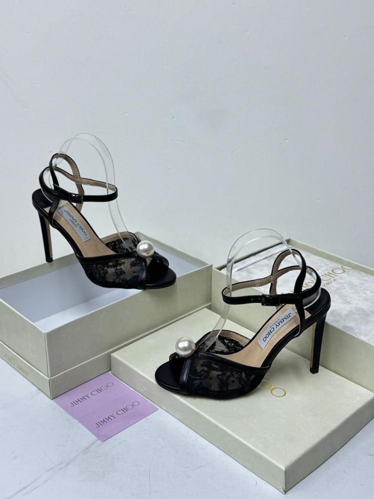 Jimmy Choo Lace Pearl Ankle Strap Heels