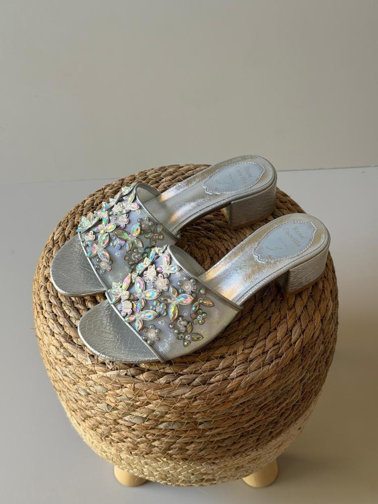 Rene Caovilla Crystal Butterfly Mule Heels