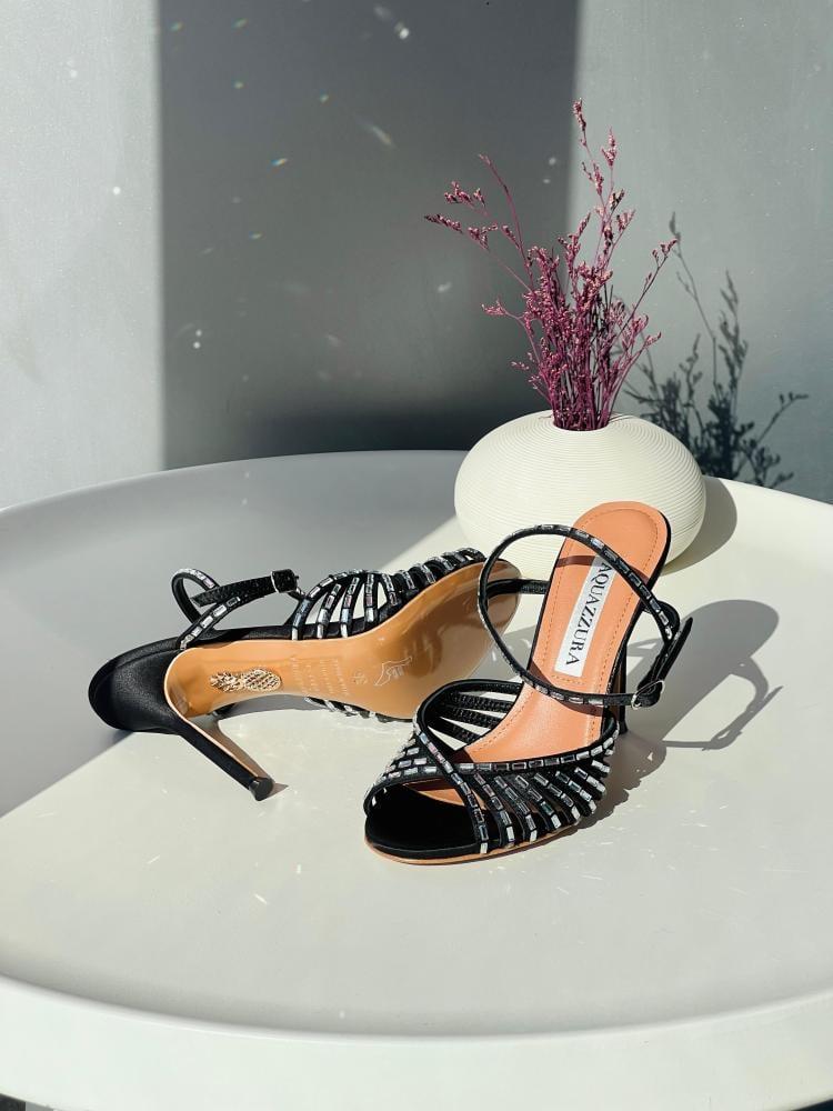 Aquazzura Crystal Embellished Strappy Sandals