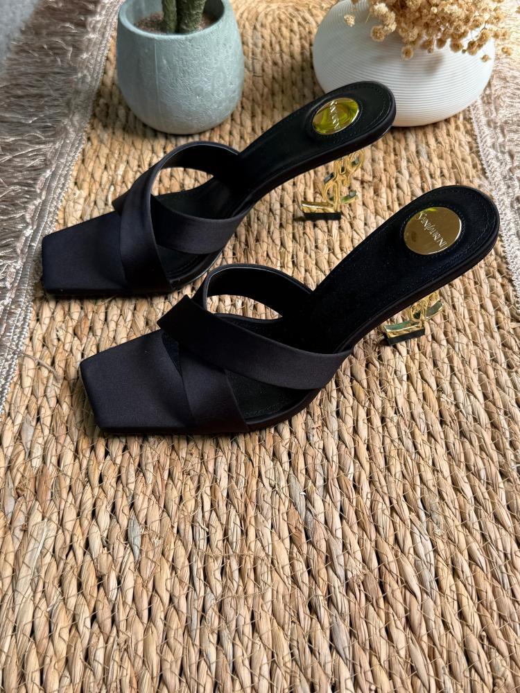 Saint Laurent YSL Logo Heel Slide Sandals