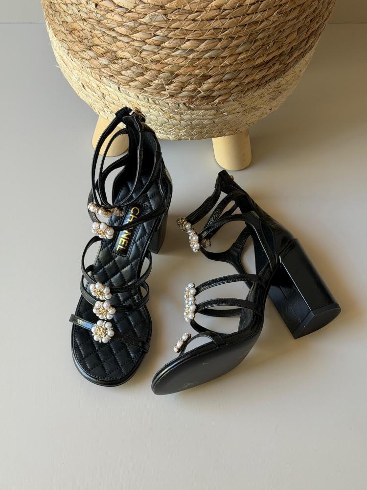 Chanel Pearl Strap High Heel Sandals