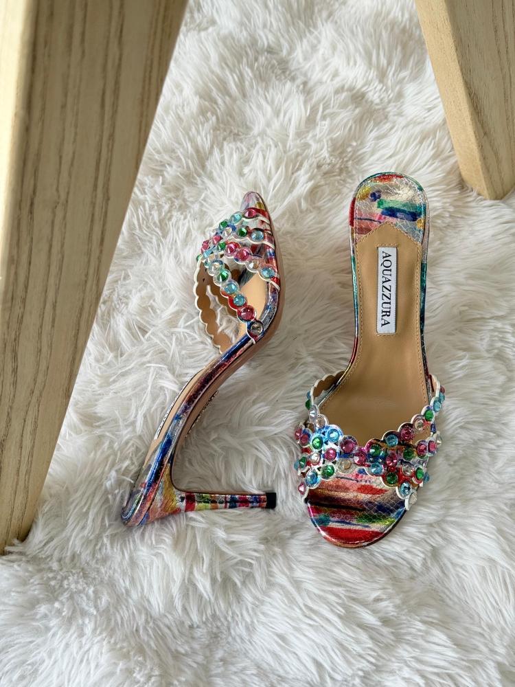 Aquazzura Crystal Embellished Mule Heels – 12 Colors