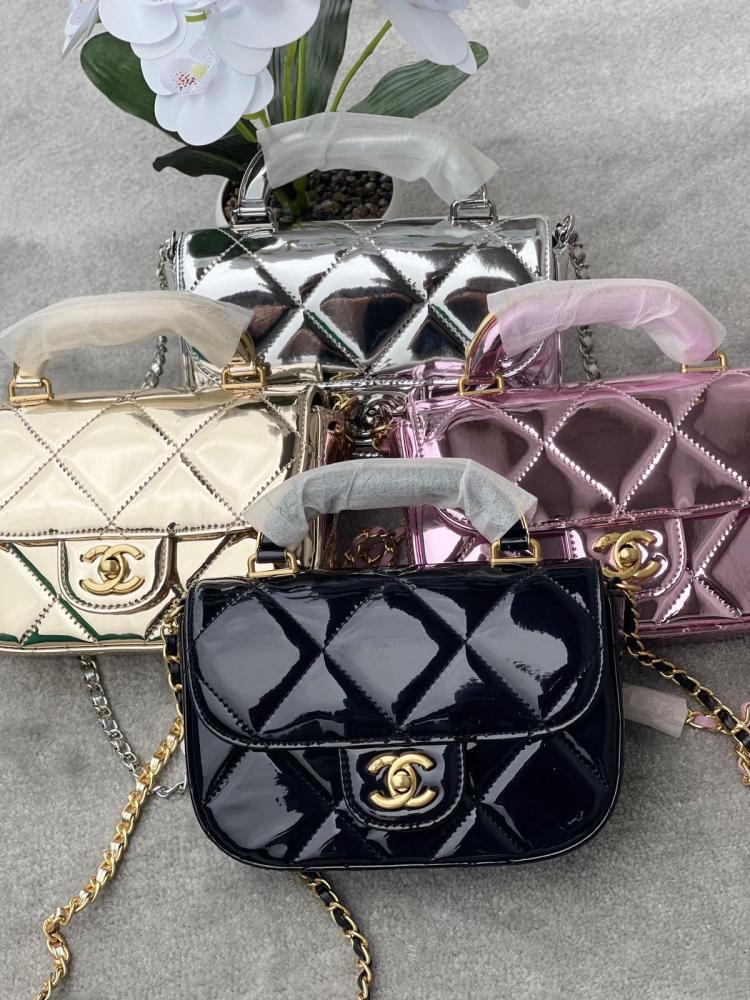 Chanel Mini Top Handle Flap Bag Patent Leather