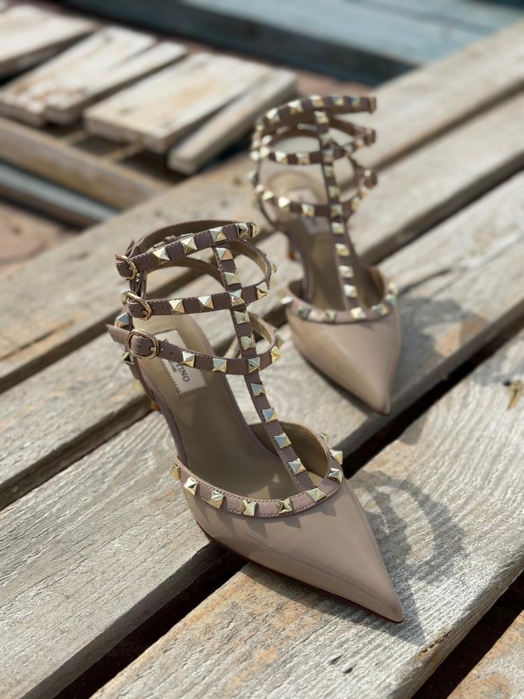 Valentino Rockstud T-Strap Patent Heels
