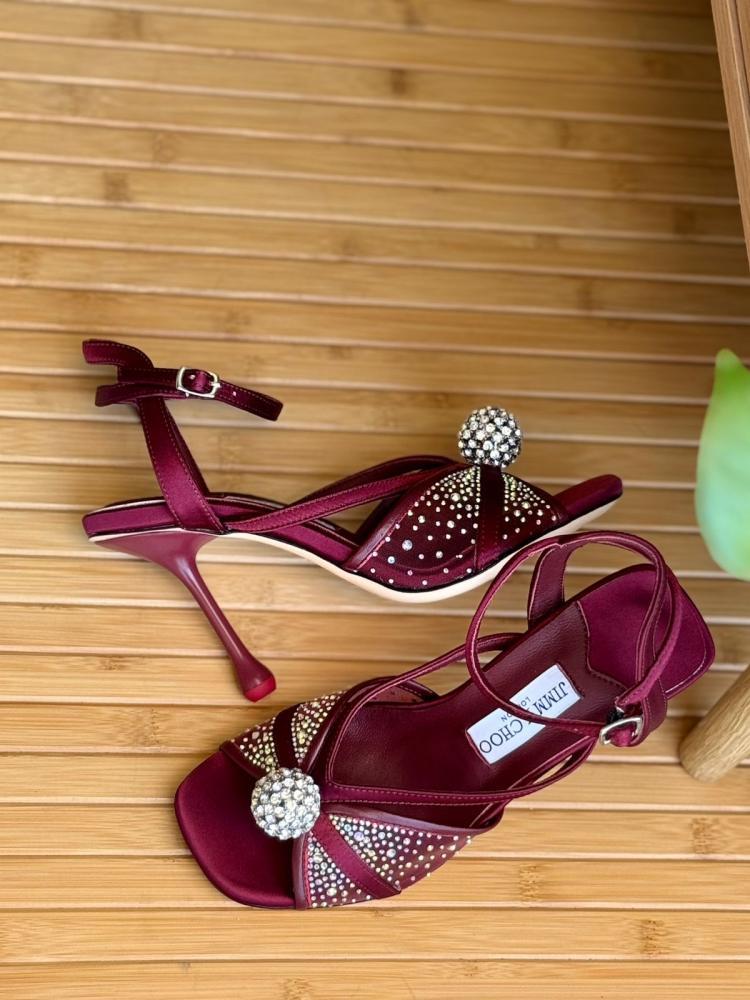 Jimmy Choo Crystal Mesh Ankle Strap Heels