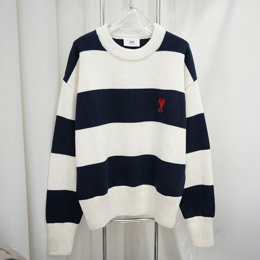 Ami Paris Striped Knit Sweater