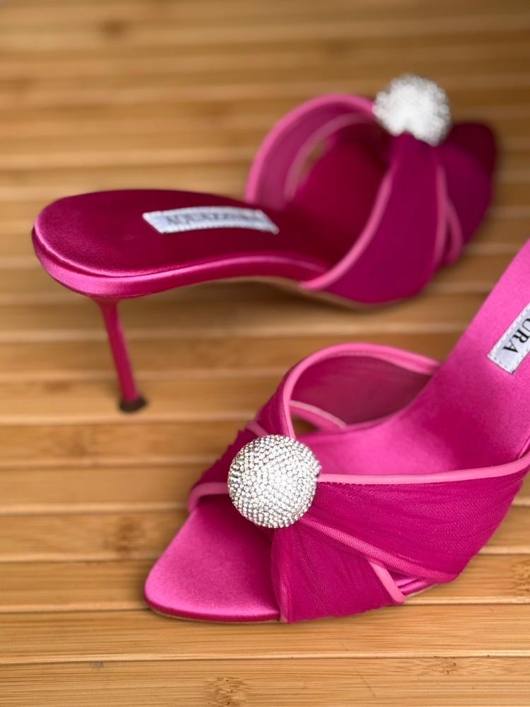 Aquazzura Crystal Knot Mule Heels