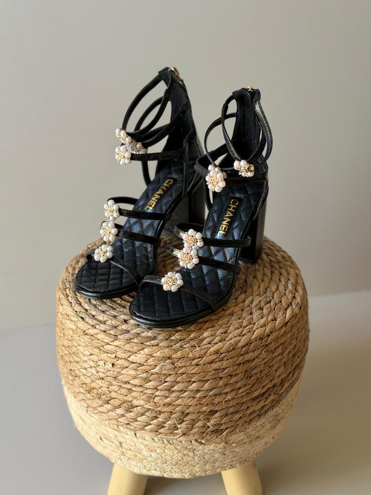 Chanel Pearl Strap High Heel Sandals
