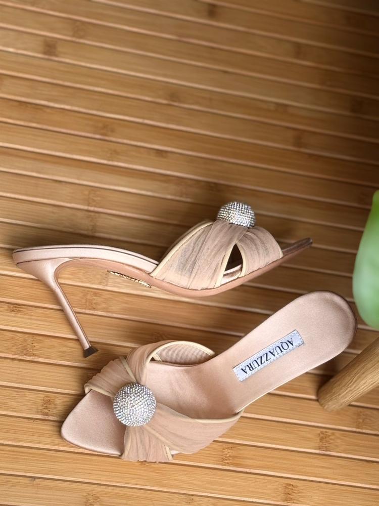 Aquazzura Crystal Knot Mule Heels